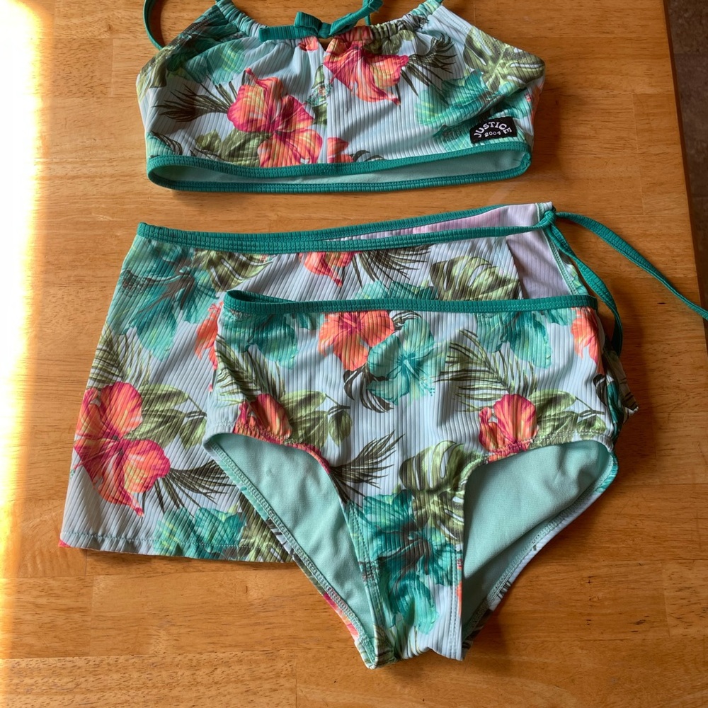 Justice Mint Green Floral Bikini